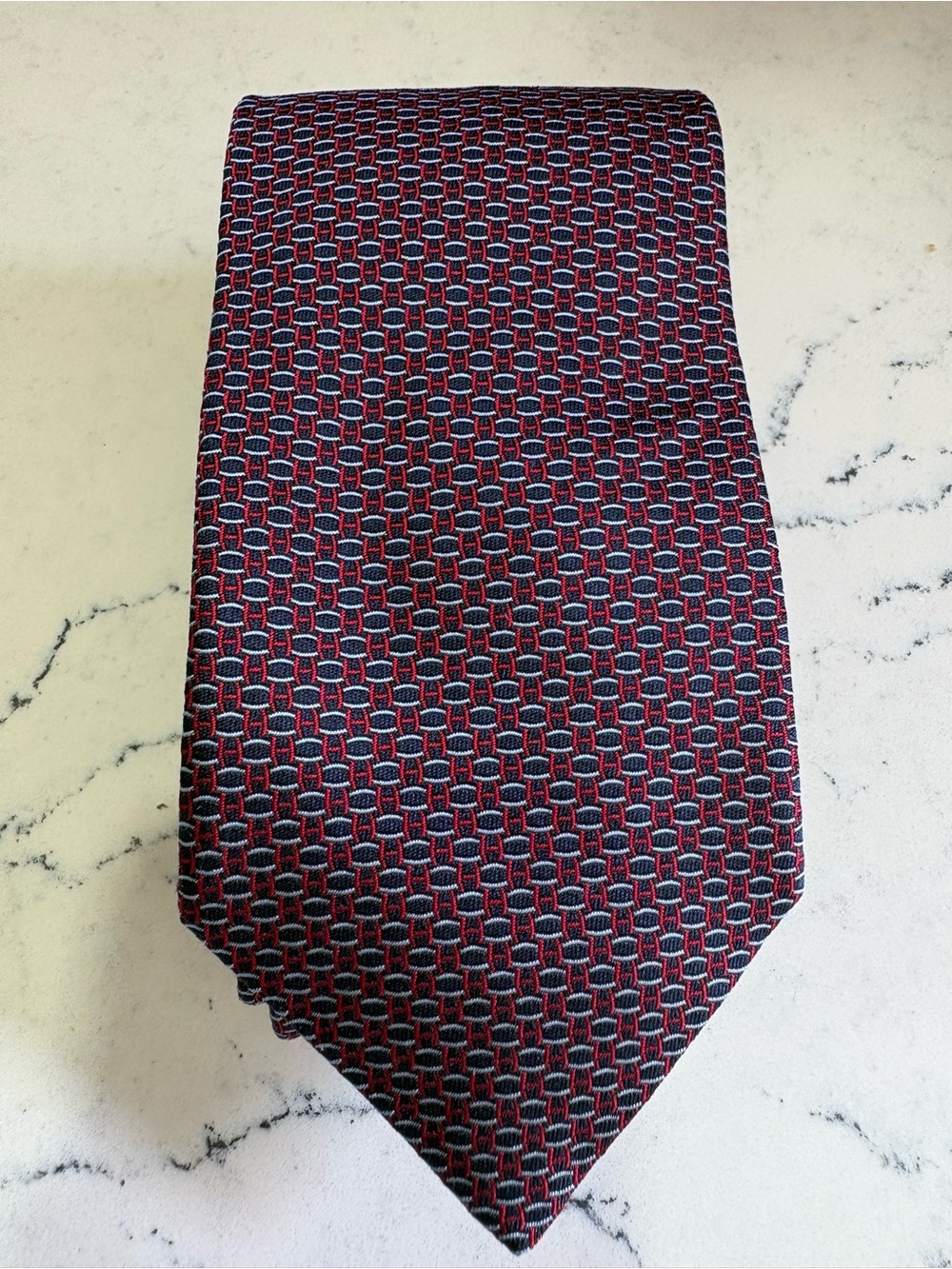 Hermes Silk Necktie H Logo 100% Silk Original Made In France EUC